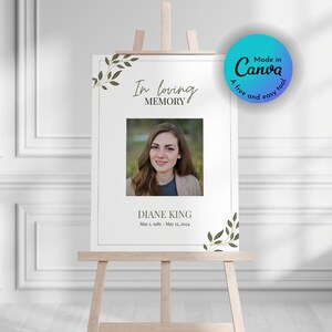 Funeral Welcome Sign, Printable Funeral Poster, Canva Template Edit, Celebration of Life, Funeral Collage, In loving Memory, Memorial Sign