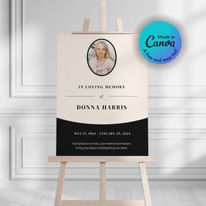Funeral Welcome Sign, Printable Funeral Poster, Canva Template Edit, Celebration of Life, Funeral Collage, In loving Memory, Memorial Sign