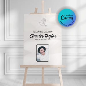 Funeral Welcome Sign, Printable Funeral Poster, Canva Template Edit, Celebration of Life, Funeral Collage, In loving Memory, Memorial Sign