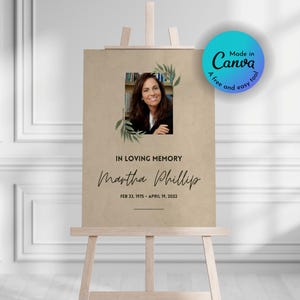 Funeral Welcome Sign, Printable Funeral Poster, Canva Template Edit, Celebration of Life, Funeral Collage, In loving Memory, Memorial Sign