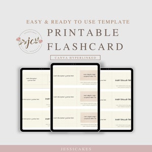 Sjabloon afdrukbare Flash Cards, bewerkbare pdf, bewerkbare flashcards, minimalistische studentenstudiekaarten, canvassjabloon, digitale bewerking