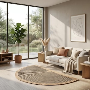 Natural Jute Halfmoon Doormat | Braided Entryway Rug, Rustic Farmhouse Mat, Woven Semi Circle Rug, Eco-Friendly Natural Fiber Home Decor