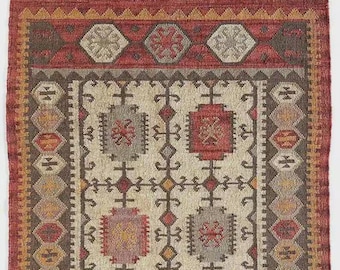 Handmade Kilim Rug 2x3 ft, Small Boho Rug, Vintage Rug, Entryway Rug, Kitchen Rug, Bedside Rug, Flatweave Wool Cotton Rug