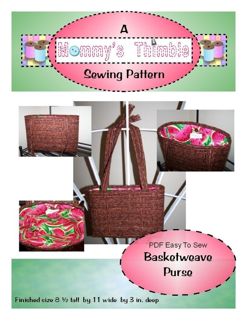 PDF Easy to Sew Basketweave Purse Pattern image 1