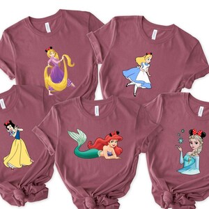 Disney Princess Shirt, Belle, Tiana, Disney Girl Shirt, Elsa, Anna, Jasmine, Ariel, Aurora, Rapunzel, Snow White, Merida, Cinderella, Mulan