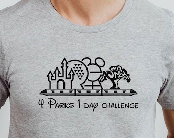Disney World Shirt, 4 Parks 1 Day Challenge Tee, Disney Four Parks Shirt, Disney Trip T-shirt, Disney World Life Shirt,Hollywood Tower Shirt