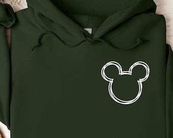 Minimalist Mickey Mouse Hoodie, Mickey Sketch Pocket Hoodie, Disney Vacation Hoodie, Disneyland Gift Hoodie, Best Disney Couple Hoodie