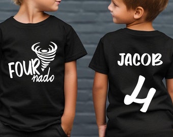 4th Birthday Shirt, Four Nado Shirt, Four Year Old Shirt, Fournado Birthday Shirt, Name On Back Shirt, 4th Birthday Boy Tee, Fourth Bday Tee