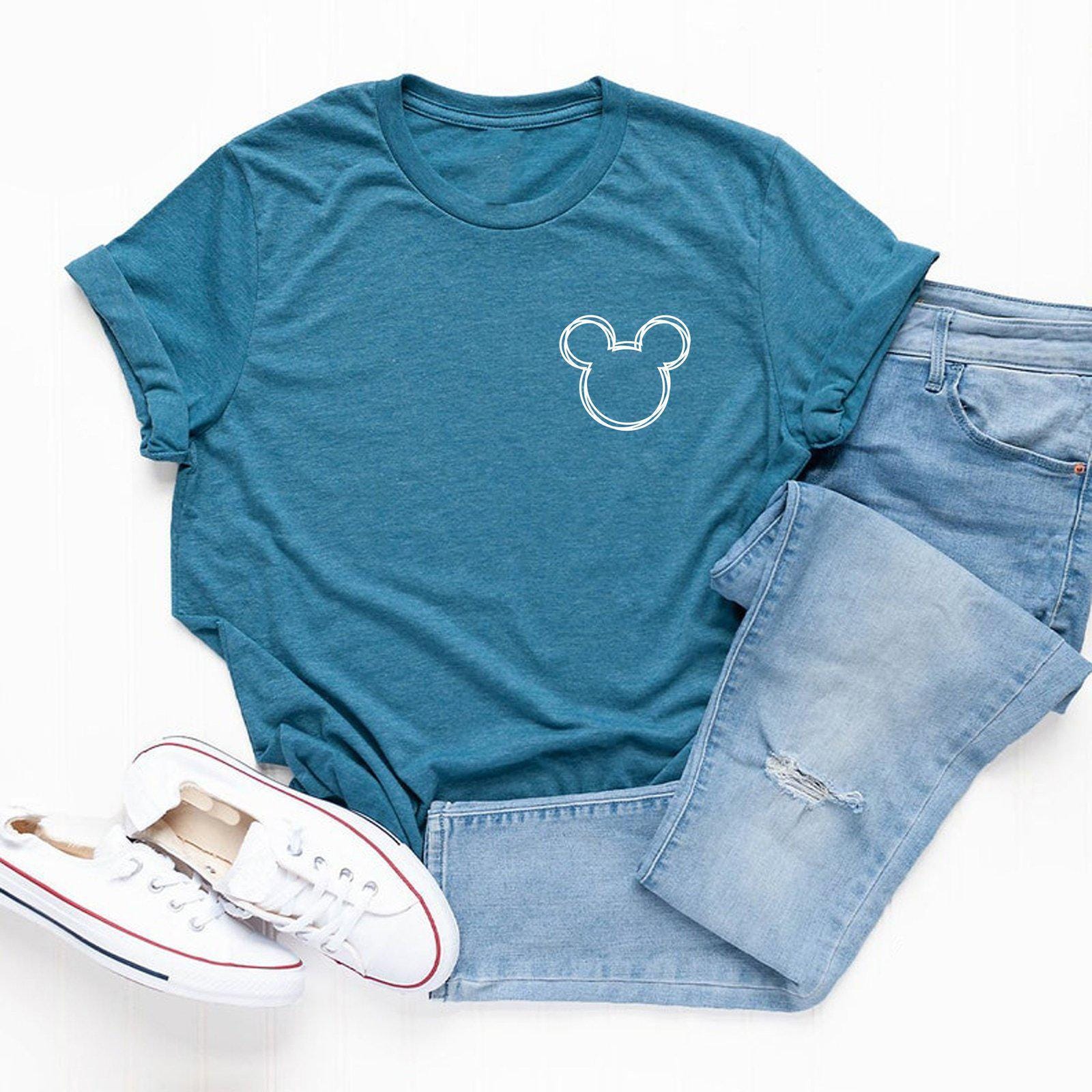 Mickey Sketch Pocket T-shirt, Minimalist Mickey Mouse Shirt, Disney Vacation Shirt, Disneyland Gift, Disney Couple Shirt, Mickey Tee
