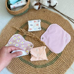 Extra soft Reusable Menstruating cloth pads, Reusable Cloth Pantyliners | Daily Liners | Eco-Friendly Light Flow Pads, 4 pieces