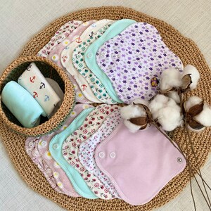 16  pieces Extra soft Reusable Menstruating cloth pads, Reusable Cloth Pantyliners | Daily Liners | Eco-Friendly Light Flow Pads