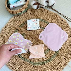 12 pack Cloth Pantyliners Set | Soft & Breathable | Light Discharge Protection|  Handmade Daily Use Pads | Organic Cotton Bamboo Liner |