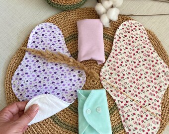 6 pack- Reusable Overnight Pads – Heavy Flow, Organic Cotton, Cloth Pads, Eco Friendly.