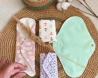 3 pcs-Reusable Pads; Organic Cotton Sanitary Pad: cloth pad-Eco-Friendly Washable Period Pad