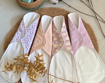 20-Pack Reusable Night Pads – Organic Cotton, Washable Heavy Flow Pads, Zero Waste, Eco Friendly,