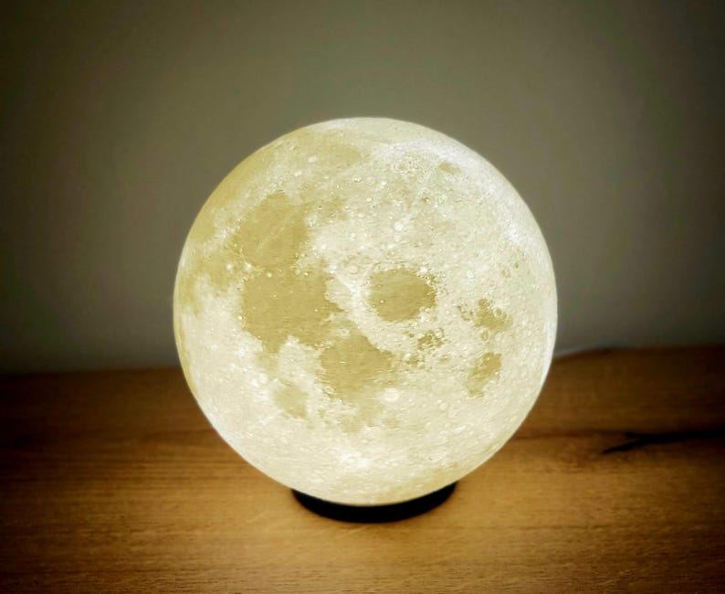Lámpara de luna | Lámpara de noche | Impresa en 3D | Lámpara de mesa | LED | Lámpara | Luna