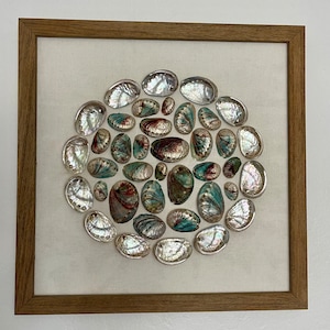 Abalone Shell Art, Red Abalone Shell, Shell Art Print, Framed Shell Art, Shell Collage, Genuine Shell Art, Shell Wall Art, Sea Shell Décor
