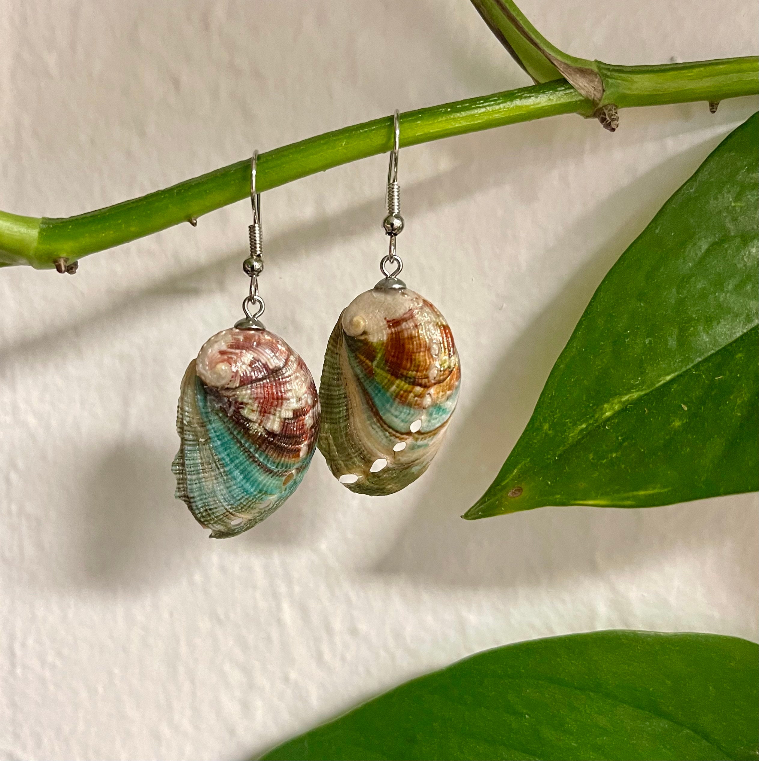 Real Shell Earing Red Abalone Shell Earrings, Real Shell Earrings, Sterling Shell Drop ...