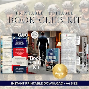 Op de afbeelding: Printbare boekclubset voor "The Terminal List" van Jack Carr. De set bevat 16 pagina's met discussievragen, trivia, citaten, karakterprofielen en een inventarislijst. De set is ontworpen om te worden afgedrukt op A4-papier.