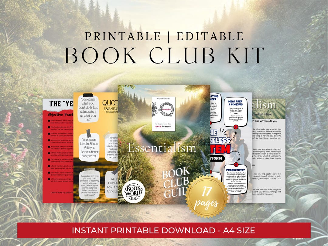 Essentialism Book Club Guide: Discussion Questions & Activities (PDF ...