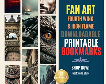 Printable &quot;Fourth Wing&quot; and &quot;Iron Flame&quot;  15 Bookmarks | Fan Art | Digital Download | Book Lover Gift | Book World Club