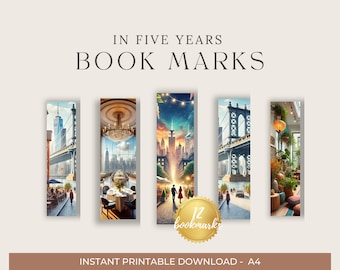 Printable &quot;In Five Years&quot; Set of 12 Bookmarks | Fan Art | Digital Download | Bookish Gift | Book World Club