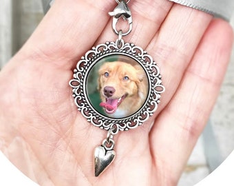 Custom Bridal Photo Charm, Personalized Bouquet Picture Pendant, Wedding Bouquet Memorial Charm, Gift For Bride