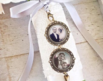 Hochzeitsstrauß Fotoanhänger, Hochzeitsstrauß Gedenkanhänger, personalisiertes Andenken für Braut