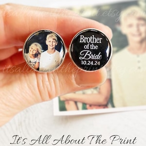 Brother Of The Bride Cufflinks, Personalized Cufflinks, Wedding Cuff links, Custom Cufflinks, Photo Cufflinks, Wedding Keepsake