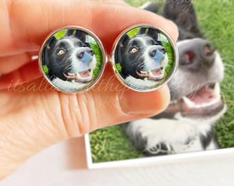 Personalized Photo Cufflinks, Custom Pet Gifts, Dog Cuff links, Picture Memory Keepsake, Gift For Him Dad Husband Boyfriend