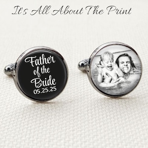 Father Of The Bride Cufflinks, Personalized Cufflinks, Custom Cufflinks, Photo Cufflinks, Picture Cufflinks, Picture Cuff LInks Gift For Dad