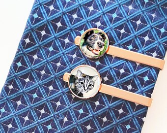 Custom Photo Tie Clip, Dog Tie Bar, Gift for the Groom from the Bride