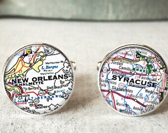 Custom Map Cufflinks, City Map Photo Cufflinks, Gift for Husband Boyfriend Father Dad Grandpa