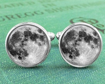 Full Moon Cufflinks, Astronomy Space Lover Gift Cufflinks, Solar System Gift for Scientist, Gift for Science Teacher