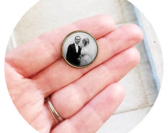 Photo lapel pin, custom wedding memorial gift for the groom, personalized brooch made to order