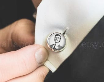 Custom photo cufflinks for the groom, Personalized gift for groom from bride for wedding day, wedding cuff links