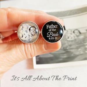 Father Of The Bride Cufflinks, Personalized Cufflinks, Wedding Cuff links, Custom Cufflinks, Photo Cufflinks, Wedding Keepsake, Gift For Dad
