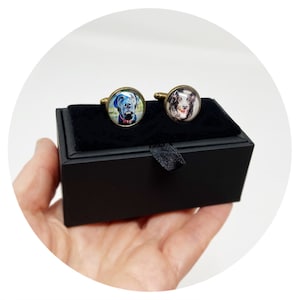 Caja de gemelos, caja de gemelos para hombre, caja de recuerdo de gemelos, terciopelo negro y polipiel, caja de regalo de gemelos de boda, caja de regalo de joyería para hombres