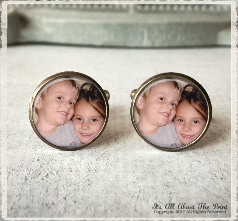 Groomsmen Gift, Custom Photo Cufflinks, Personalized Cufflinks, Custom Cuff LInks, Photo Cuff link, Gift for Groom, Gift for Father, Wedding image 1