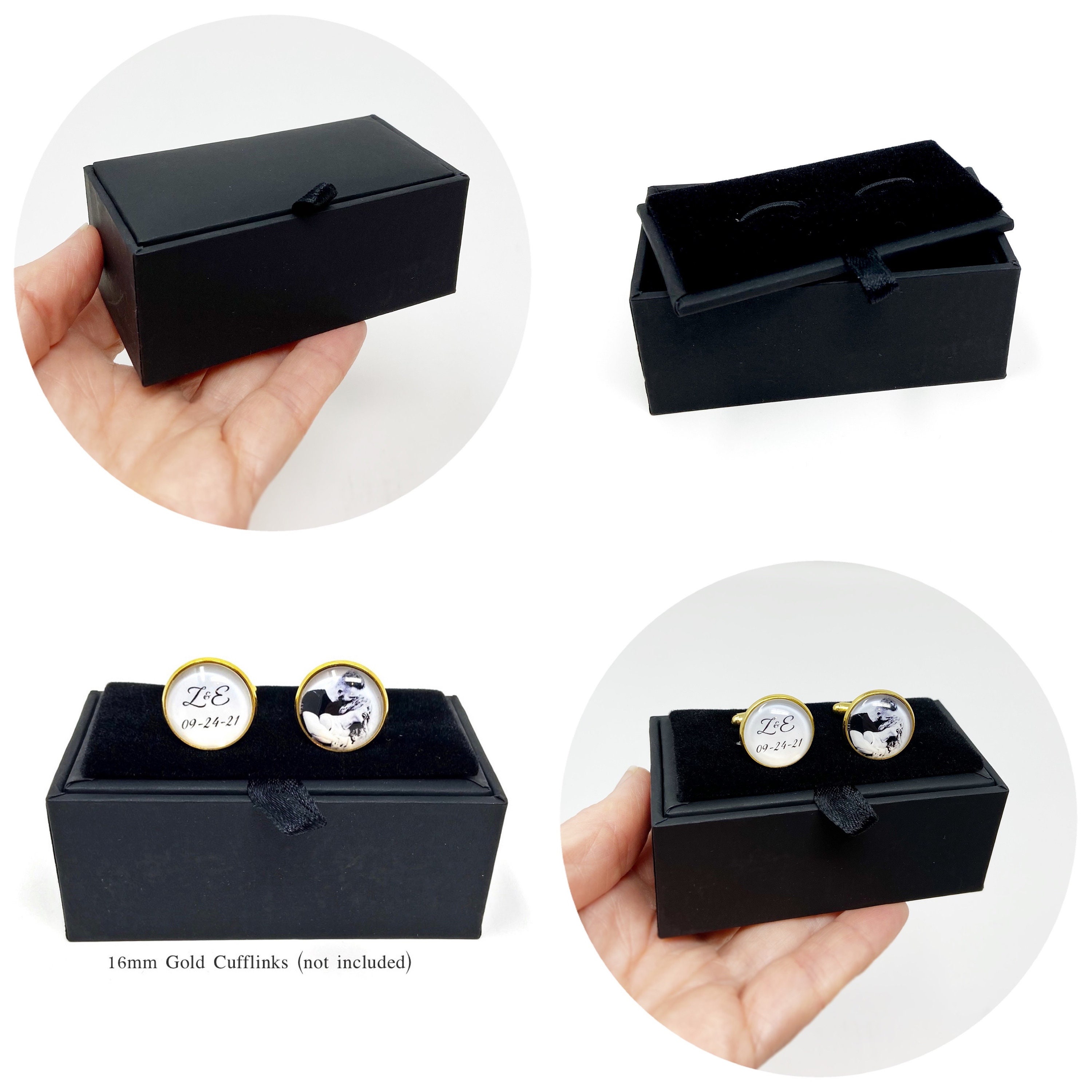 Cuff Links Box, Mens Cufflink Box, Cufflink Keepsake Box, Black Velvet ...