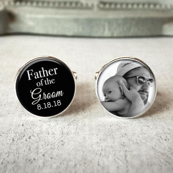 Father Of The Groom Cufflinks, Personalized Cufflinks, Wedding Cuff links, Custom Cufflinks, Photo Cufflinks, Wedding Keepsake, Gift For Dad