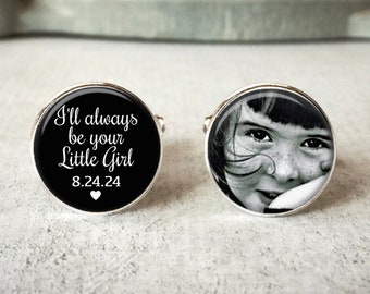 Father of the bride cufflinks, personalized wedding cuff links, I'll always be your little girl, wedding keepsake gift For dads