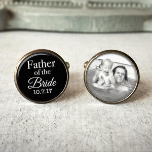 Father Of The Bride Cufflinks, Personalized Cufflinks, Wedding Cuff links, Custom Cufflinks, Photo Cufflinks, Wedding Keepsake, Gift For Dad