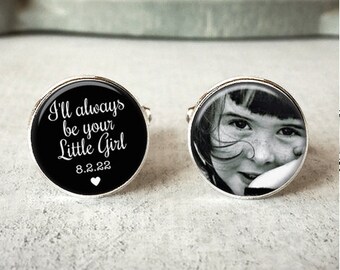 Father of the bride cufflinks, personalized wedding cuff links, I'll always be your little girl, wedding keepsake gift For dads