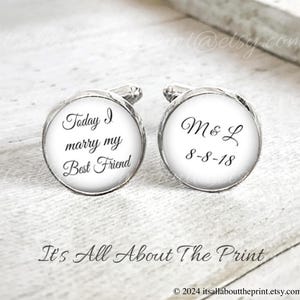 Personalized Cuflinks for Groom, Mens Custom Wedding Cufflinks, Initial Cufflinks, Wedding Date Keepsake, Gift For Groom, Gift From Bride