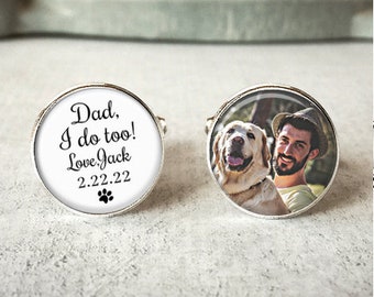 Custom Photo Cufflinks, Personalized Dog I Do Cufflinks, Pet Photo Cuff links, Gift for the Groom