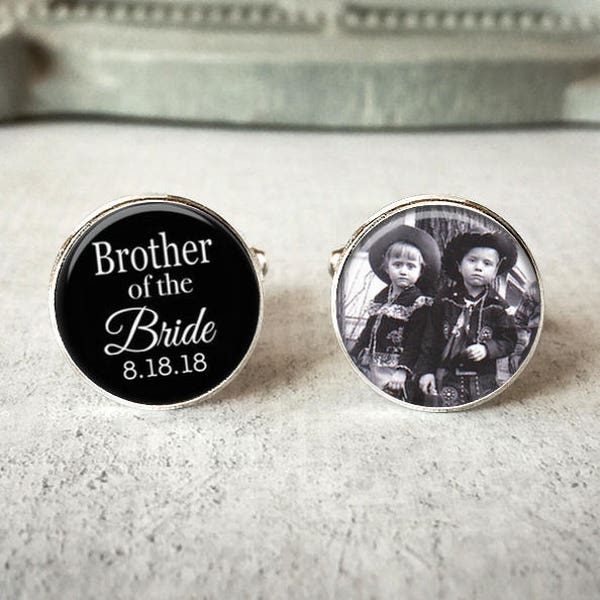 Brother Of The Bride Cufflinks, Personalized Cufflinks, Wedding Cuff links, Custom Cufflinks, Photo Cufflinks, Wedding Keepsake