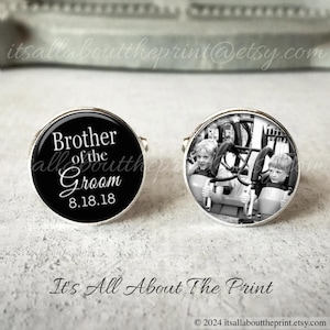 Brother Of The Groom Cufflinks, Personalized Cufflinks, Wedding Cuff links, Custom Cufflinks, Photo Cufflinks, Wedding Keepsake