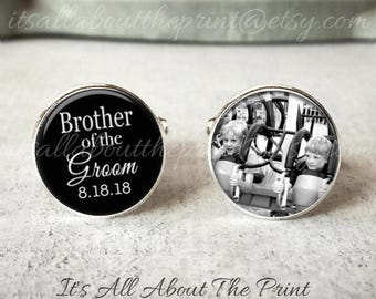 Brother Of The Groom Cufflinks, Personalized Cufflinks, Wedding Cuff links, Custom Cufflinks, Photo Cufflinks, Wedding Keepsake