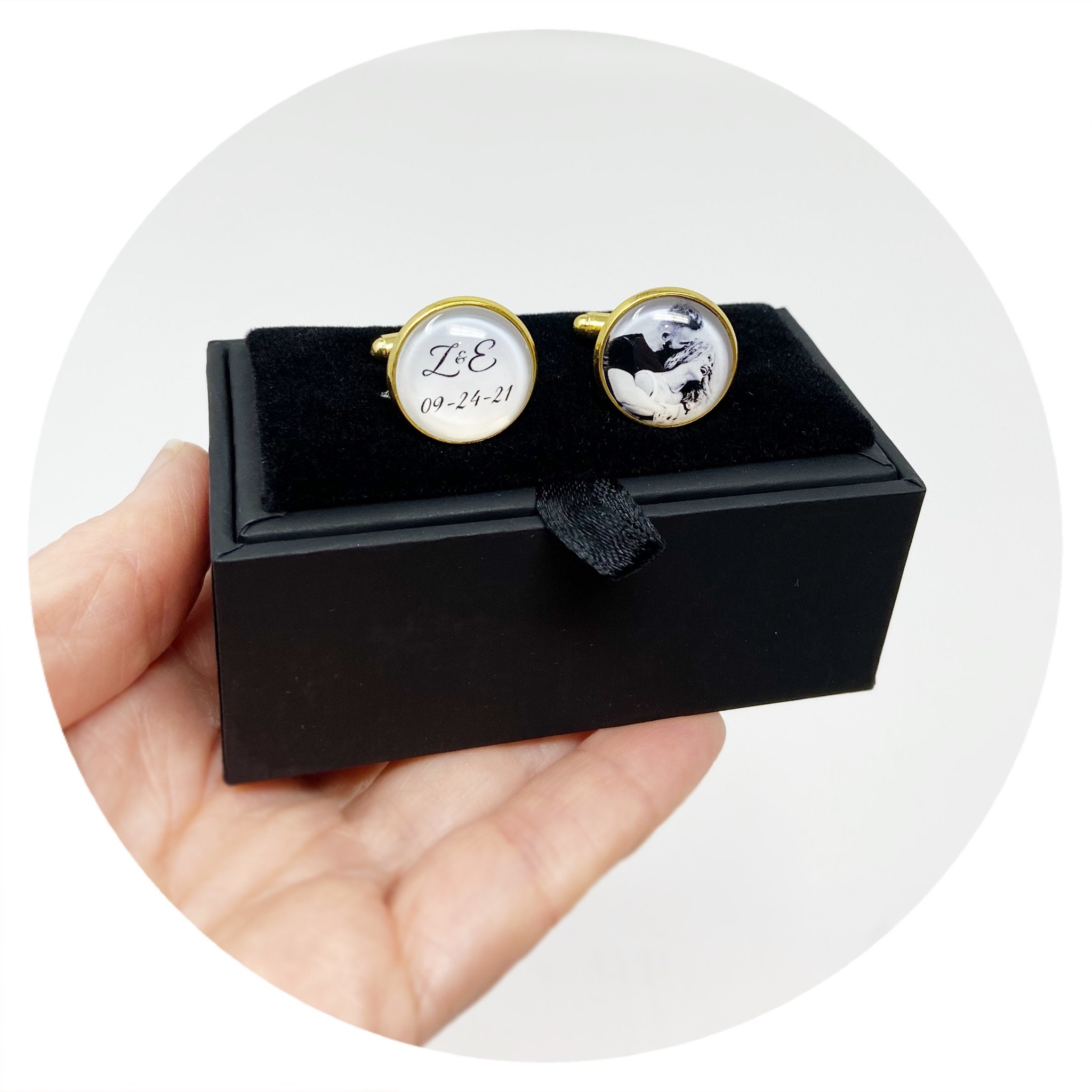 Cuff Links Box, Mens Cufflink Box, Cufflink Keepsake Box, Black Velvet ...